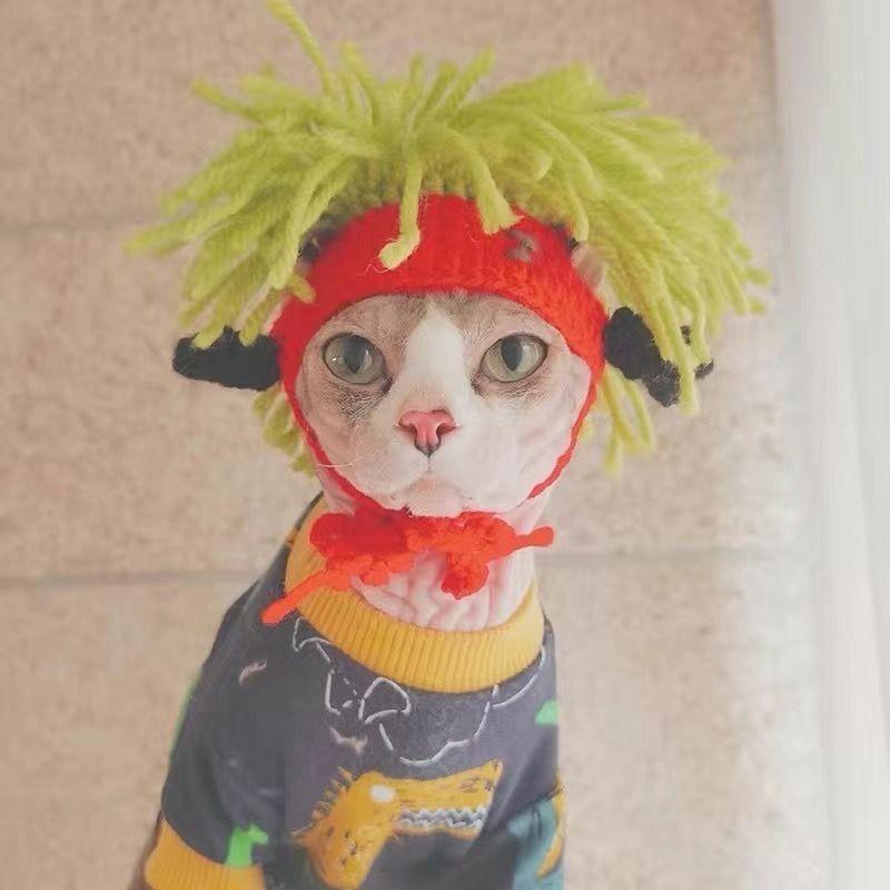 Product Introduction of Che Đầu Mèo Sphinx, Mèo Không Lông, Mũ Vui Nhộn Mèo Punk Mũ Tiệp Lộn Cho Thú Cưng Afro, Thích Hợp Cho Chó 9