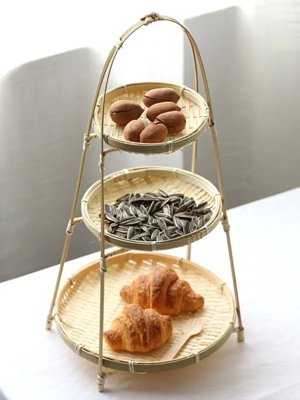 Mẹt tre 3 tầng - kệ tre - đựng đồ - trang trí chụp ảnh 0