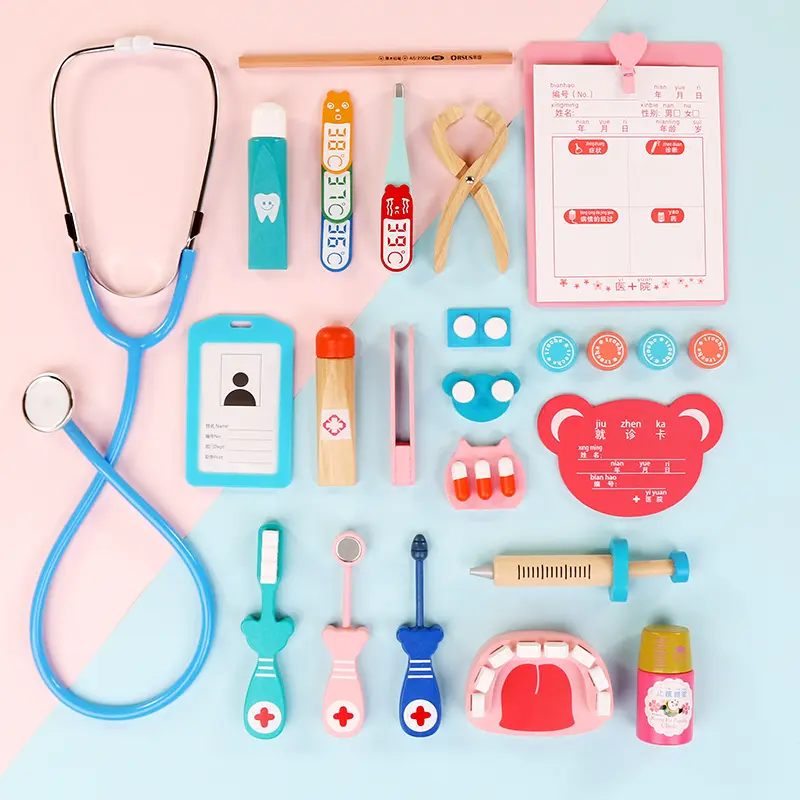MAINAN DOKTER DOKTERAN ANAK FREE TAS MURAH  - RED DOCTOR MEDICAL WOODEN TOYS | Mainan Edukasi Dokter Gigi | Dokter Anak Wooden Toys Kayu 6