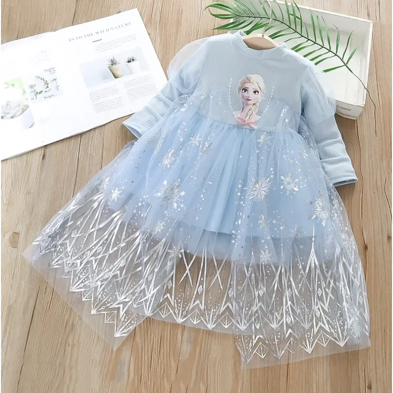 pretty queen gaun anak perempuan model lengan panjang dengan ekor tutu import gl-m18