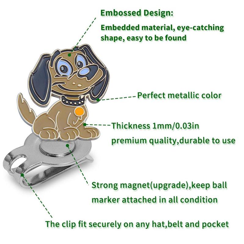 Product Introduction of Cute Dog & Cat Design Golf Hat Clip, 1 Count Magnetic Ball Marker, Fashionable Accessory for Golf Caps, Golf Accessories for Men & Women 3