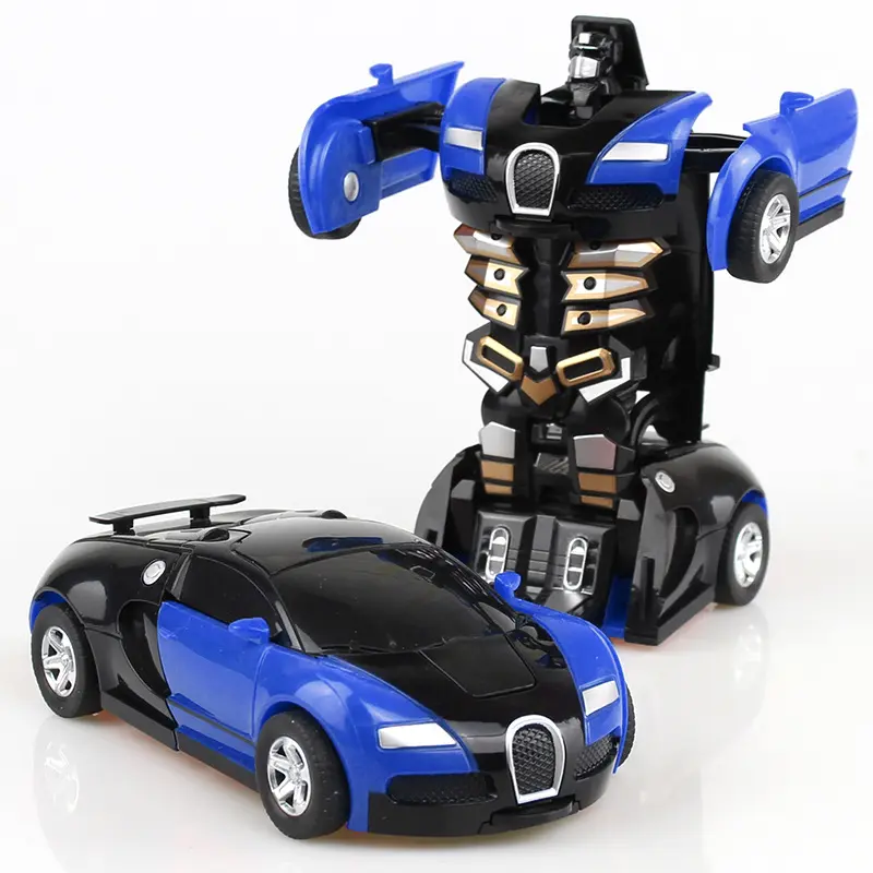 AK Mainan Mobil Inertia Collision Action Figure Transformer Toy - Blue & Red 0