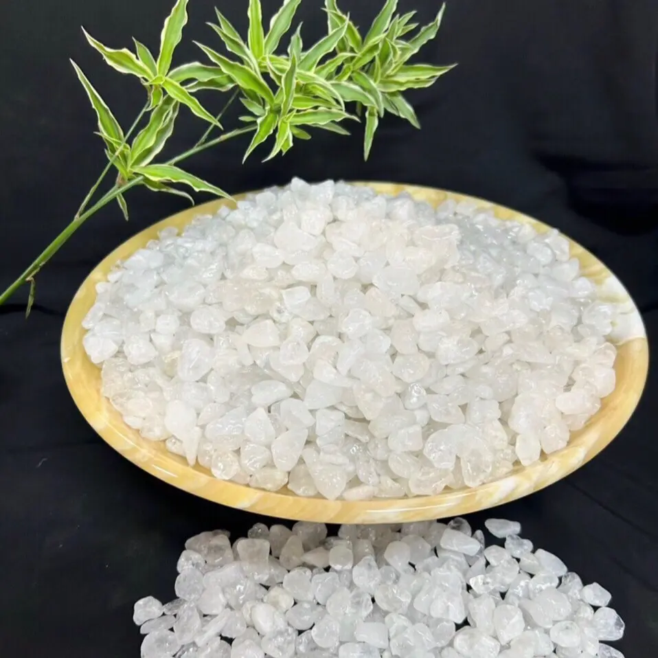 1Kg ~ Đá Vụn Phong Thủy Thach Anh Trắng Mài Bóng(hạt 1-1,2cm)