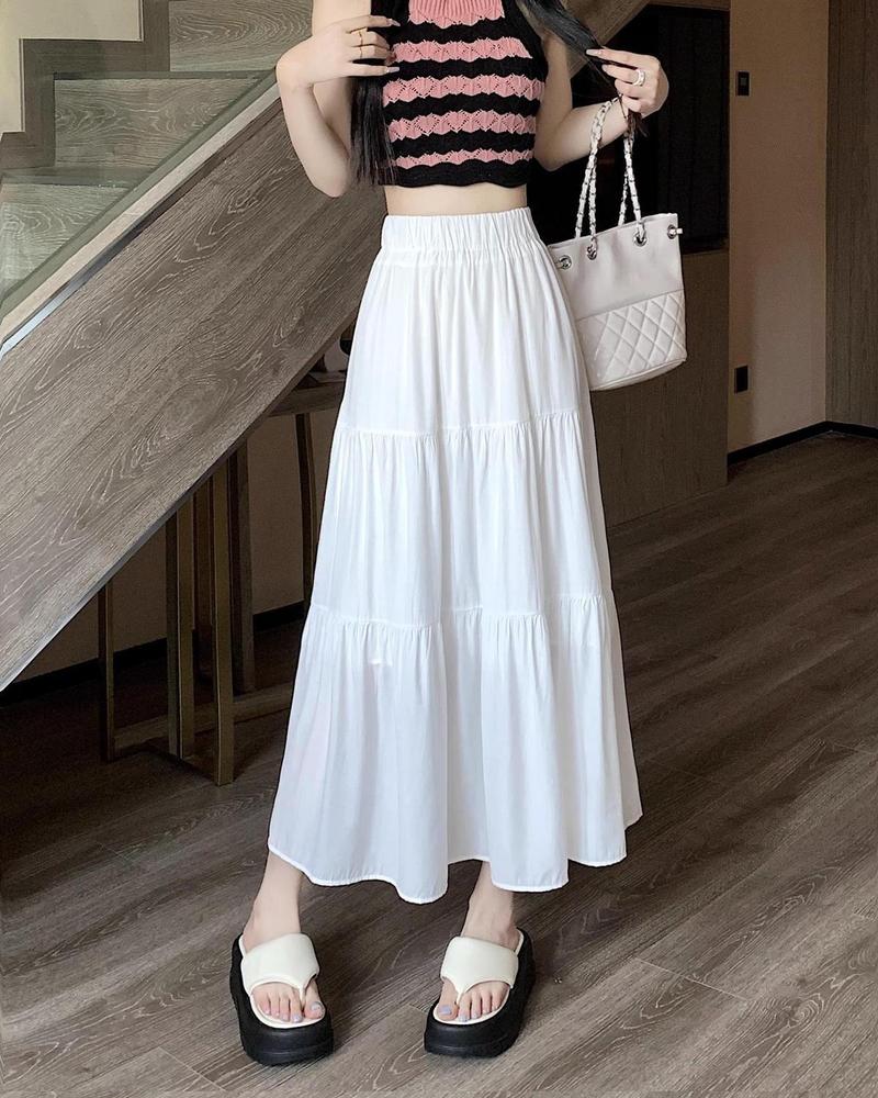 Product Introduction of White Cake Dress Skirt Women's Summer High Waist Pleated Skirt Mid-Length A- line Skirt Small Umbrella Skirt Pettiskirt A- line Skirt Girls' Dress 10