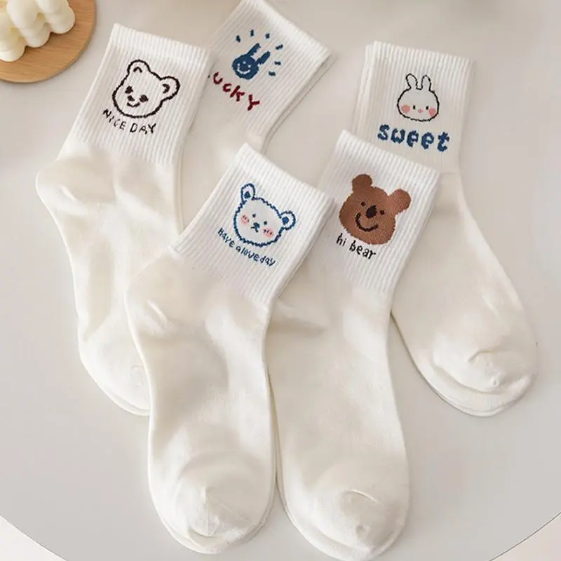 Sports Mid-Length Socks With Cute Cartoon Prints, Comfortable And Breathable Socks Casual Fashion