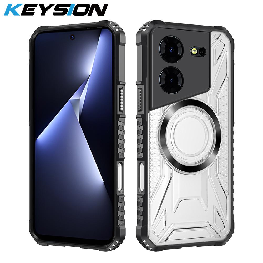 เคสแม่เหล็กแบบใส, KEYSION, สำหรับ TECNO Pova 5 Pro 5G, วัสดุซิลิโคนและ PC, งานหนัก, กันกระแทก, เคสโท