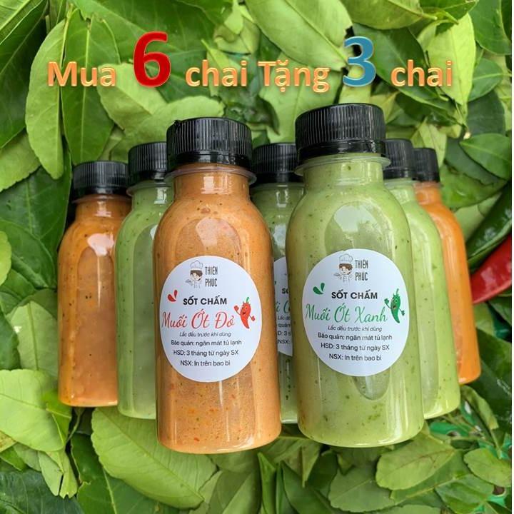 combo 6 chai sốt chấm hải sản đồ nướng thịt luột - muối ớt xanh và đỏ - Nước Sốt Gia Vị Chua vn hủ xốt nấu ăn nước chấm hột vịt lộn
