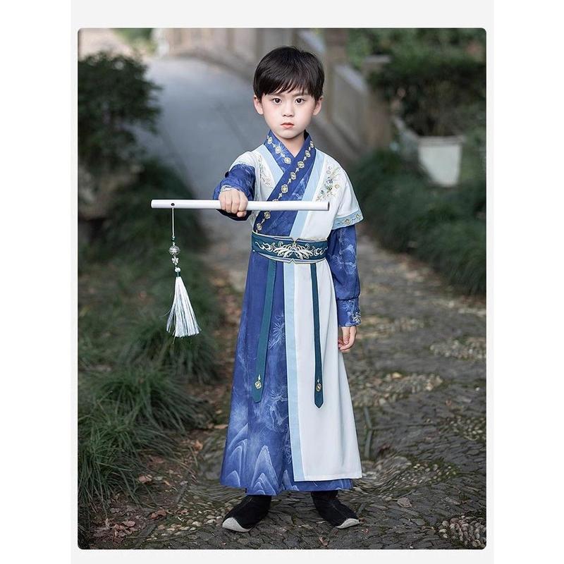 2024 New Children's Hanfu Performance Costume for Boys, Tang Suit, Chinese Style, Spring and Summer 2