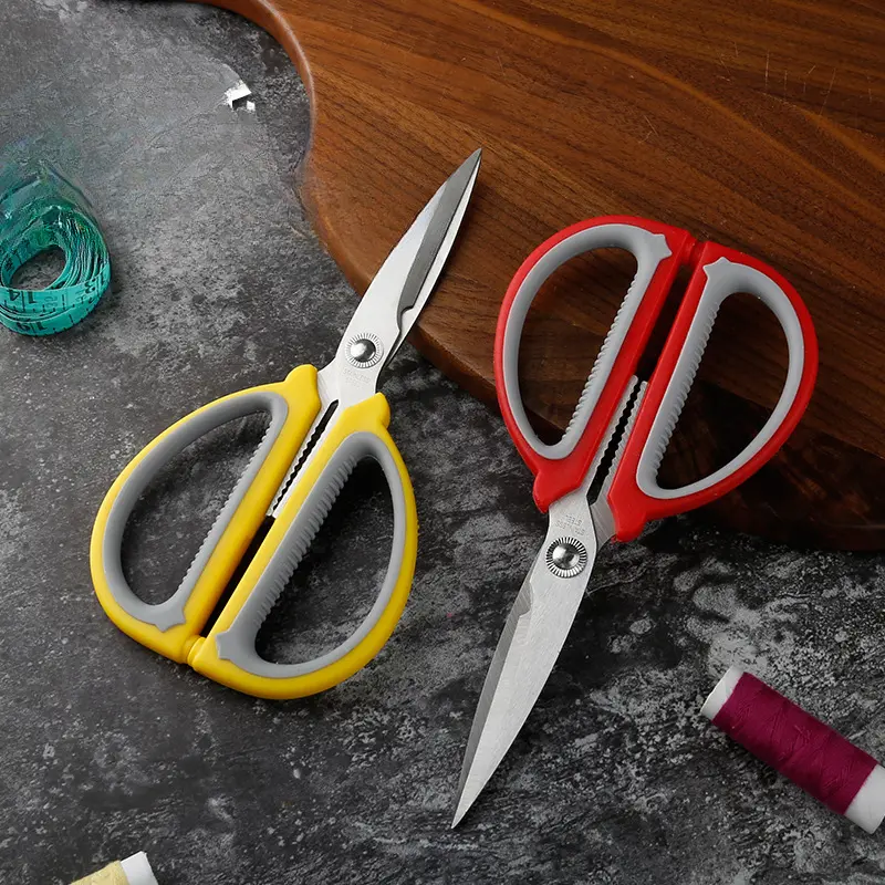 Multifunctional Household Scissors Stainless Steel Two-color Plastic Handle Kitchen Strong Scissors