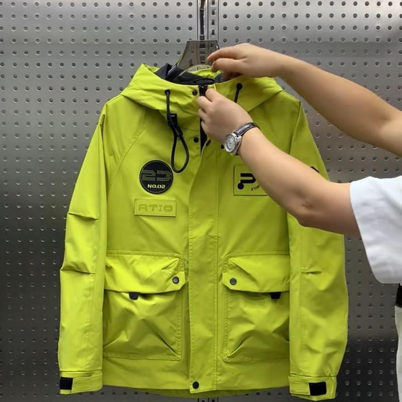 Product Introduction of 2024 Autumn Winter Hooded Casual Versatile New Trendy Brand Work Jacket Men's Patch Thin Jacket Windbreaker Sneaker 21