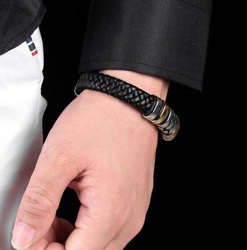 Product Introduction of Vòng Tay Da Dệt Phong Cách Punk Cho Nam, Thời Trang Châu Âu Và Mỹ Mới 4