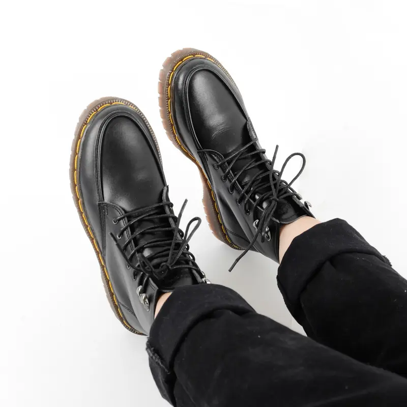 Sepatu Docmart Wanita Boots Kulit Bros Up Hitam Shoes sepatukarnaval cewek 4
