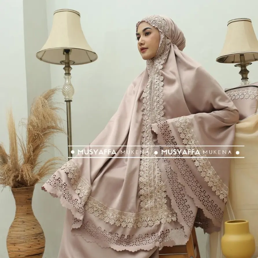 Mukena Lasercut Luciana Renda Mewah dewasa Atasan Bawahan Panjang Muslim mukena