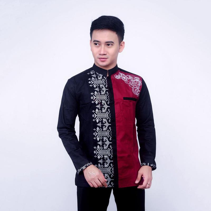 Baju Koko Syar'i Dewasa Lengan Panjang Terbaru Bordir Kain Muslim Pria Kombinasi 6
