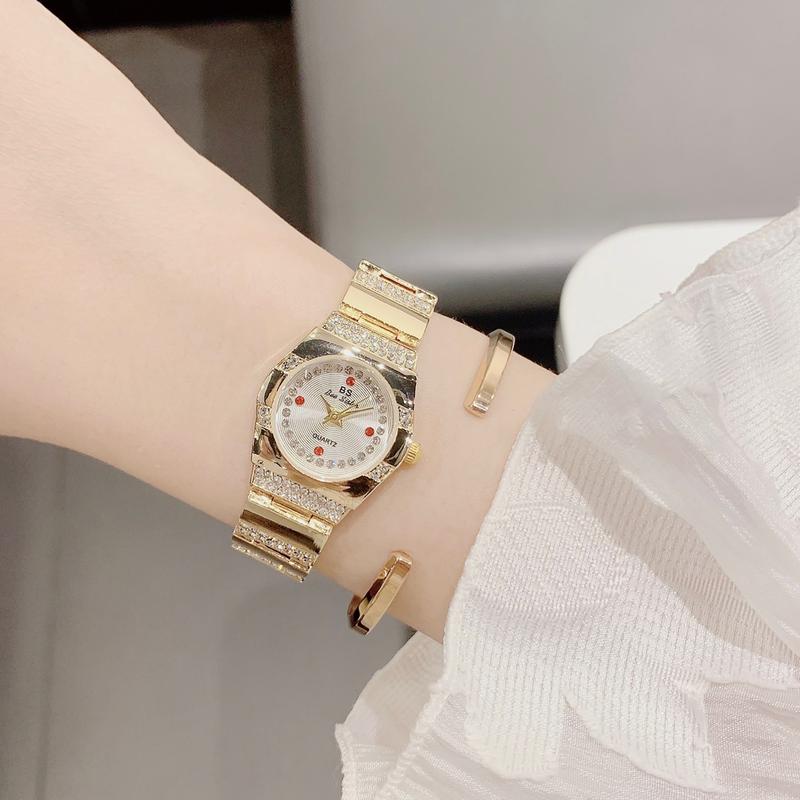 Đồng Hồ Nữ BS Mạ Gương Dáng Cổ Điển Cách Tân Số Đá Đỏ Cao Cấp Lên Tay Sang Chảnh Women khóa
