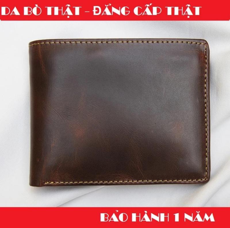 Ví Nam Da Bò Sáp Vân Nổi Cao Cấp Nhiều Ngăn Wallet Hình Chữ Nhật Tặng Hộp Ví Cao Cấp Chất Liệu 100% Da Bò Pull Up Bảo Hành 1 Năm