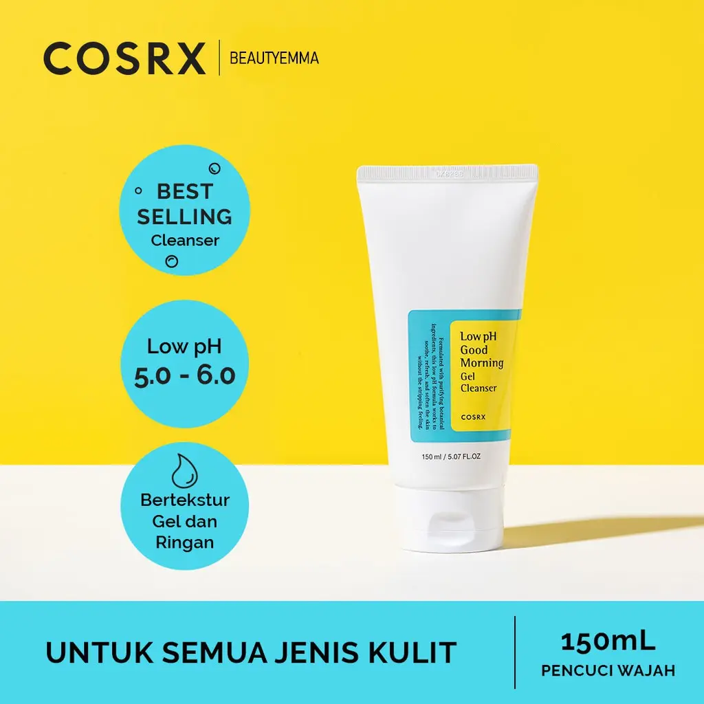 COSRX-  Low pH Good Morning Gel Cleanser - 150 ML (Sabun Wajah Untuk Semua Jenis Kulit) Acid Facial Membersihkan Perawatan salicylic  acid