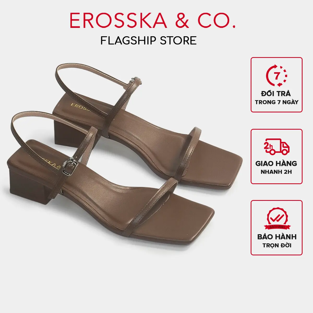 EROSSKA - Sandal cao gót nữ 4 phân quai mảnh gót vuông thời trang - EEM079
