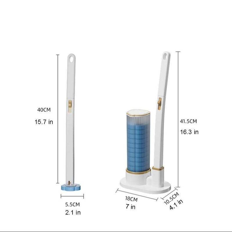 Toilet Brush Set, 1 Set Including Long Handle Toilet Brush & 24pcs Disposable Replacement Brush Head, Bathroom Cleaning Tool 1