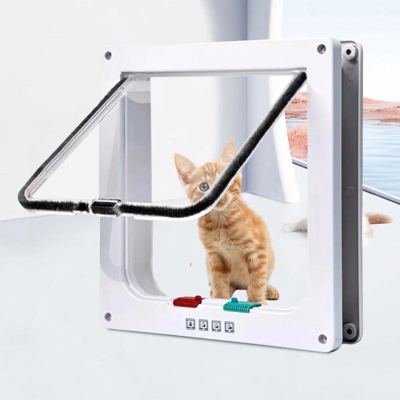 Product Introduction of Trap DoorSmart Pet Door 4 Way Lock Security Flap Sliding Door Controllable Switch Cat Puppy Safety Gate Dog Kitten Flap Door Pet Supplies 8