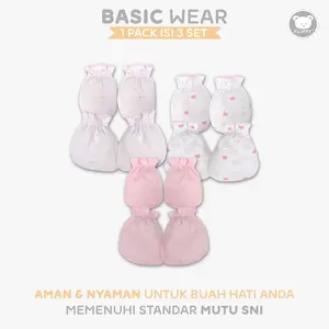 FLUFFY Sarung Tangan dan Kaos Kaki Bayi Pink (Isi 3 Pcs) STK PNK NB