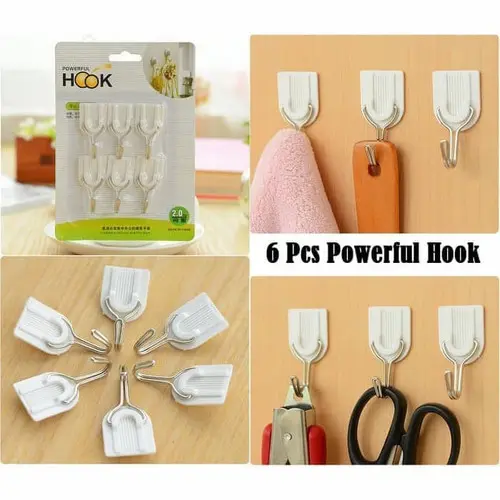 (6pcs) Sticky Hooks Set - Gantungan Hook 4