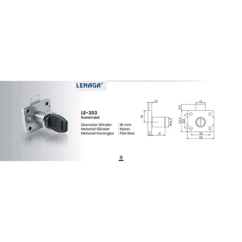 Kunci Laci Lemari Olimpik Olympic Drawer Lock 303 16mm Lenaga Huben 2