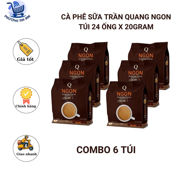 [ COMBO 6 TÚI ] Cà phê sữa Trần Quang Ngon 24  ống x 20gram