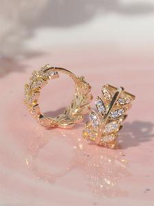 Arete de zirconia con forma de hoja para mujer, regalo casual de joyería de cobre para mujeres, accesorios de fiesta para todas las estaciones, regalos de aniversario y boda