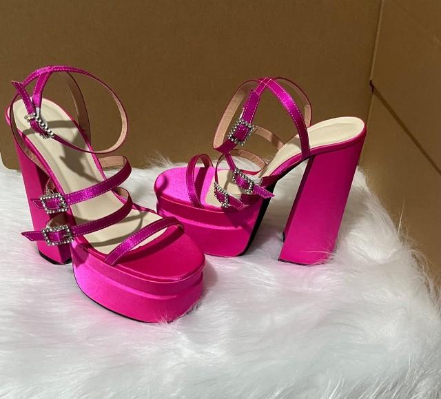 Product Introduction of giày cao gót nữ sandal 15cm chất vải satin bóng mịn êm chân 11