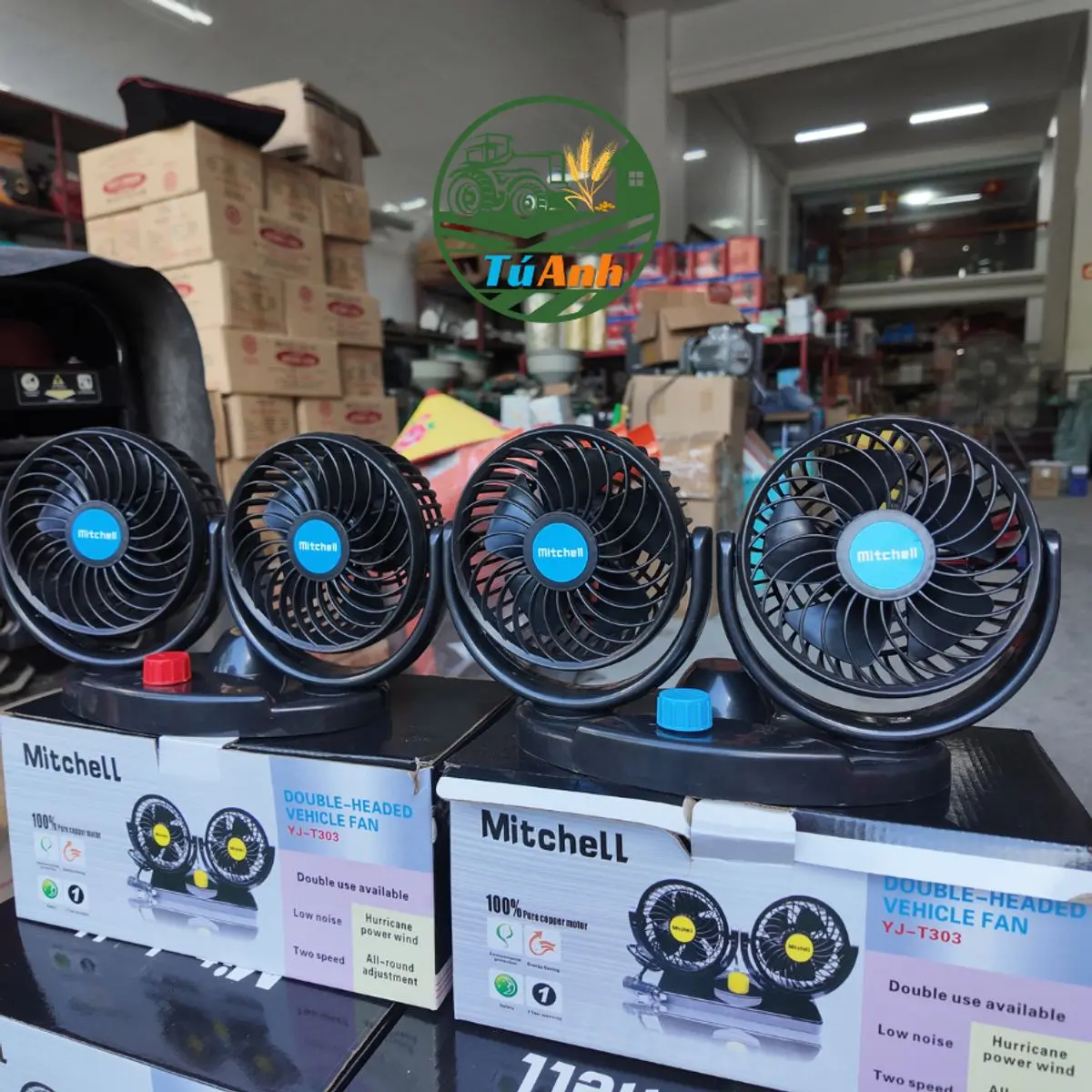 Quạt đôi để cabin xe oto, bền đẹp MITCHELL 12V - 24V