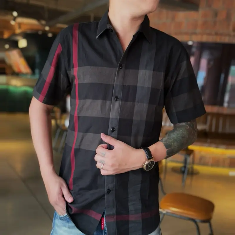 {MS41} Sơmi đen sọc đỏ phối màu , truyền thống bigsize 45-120Kg 1