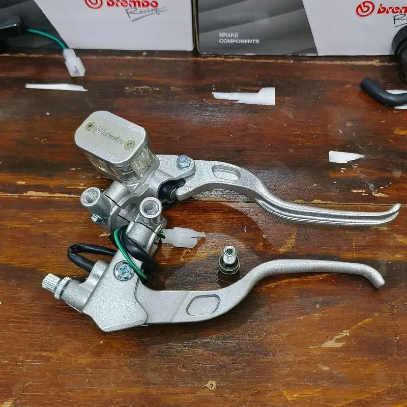Paket Hemat Master Rem Bremb Kotak Set Handle Rem Kopling + Selang Rem Racing 95cm Universal Kendaraan Motor Sepeda Motorcycle 1