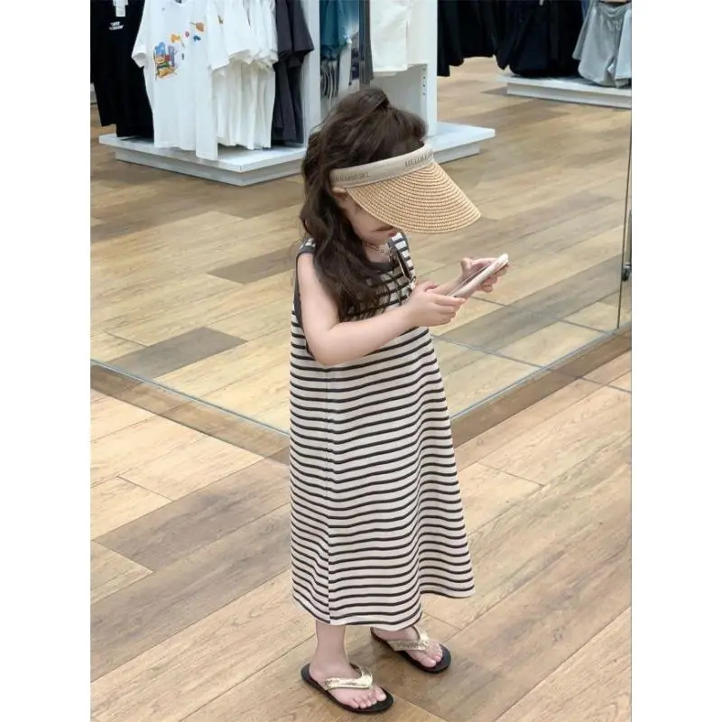 Váy cotton dáng suông họa tiết kẻ hàng QC cho bé Vải Cotton