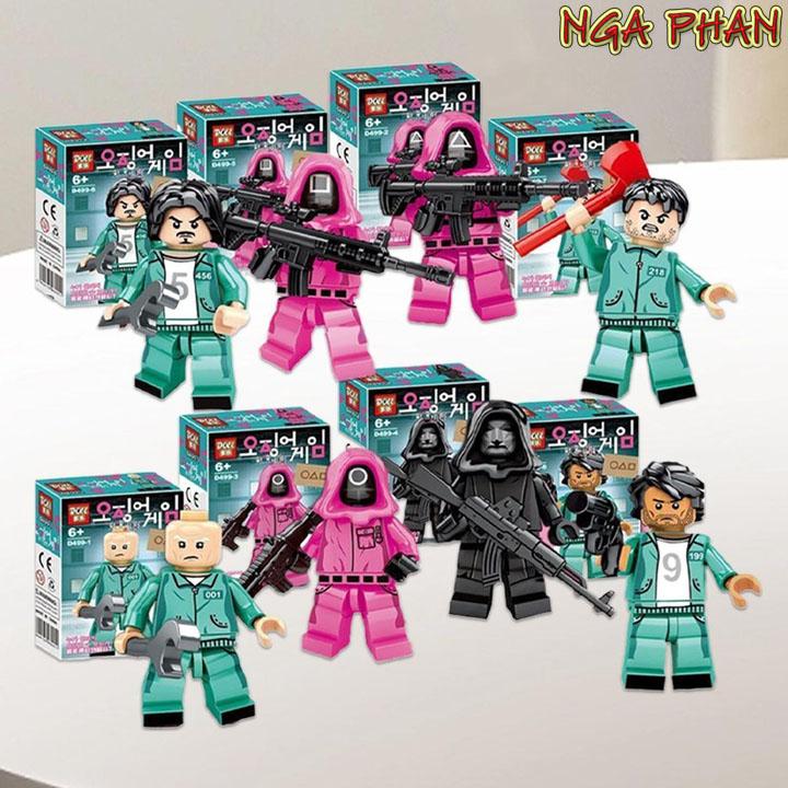 Combo 2 Nhân Vật Trò Chơi Con Mực Squid Game Siêu Đẹp Kèm Đế Trưng Bày Đồ Chơi Xếp Hình Lắp Ráp Gạch Khối Block Brick MOC DIY Doll 3