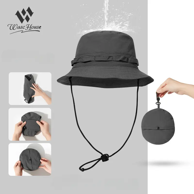 Light Board Folding Fisherman Hat Storage Bag Bucket Hat Waterproof Summer Quick-Drying Alpine Cap Men's Sunhat Children