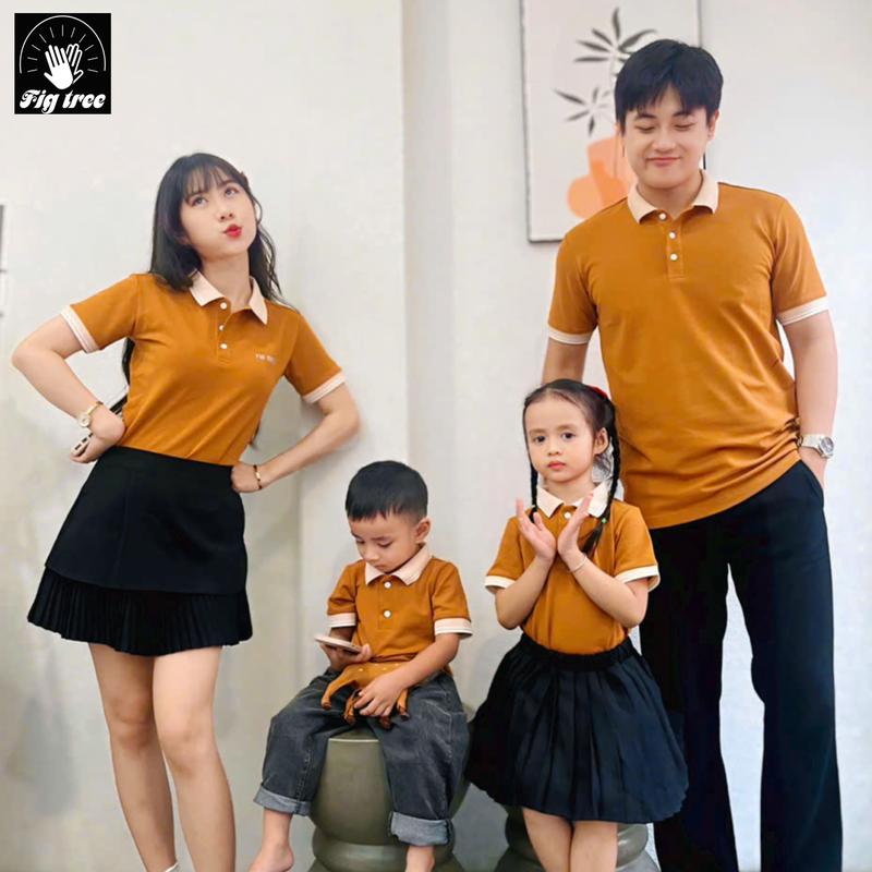 Sét  Gia Đình Fig Tree(Sét giá 1 áo)- Áo Thun Polo Nam Và Nữ Form Basic , Màu Cam Đất , Chất Thun Cotton Cá Sấu Lên Dáng Siêu Sang. 1