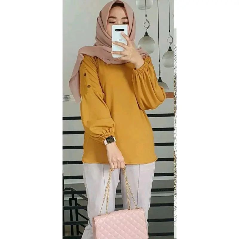 Blouse Atasan Wanita Lengan Panjang Korean Style Geovani Blus Nyaman Cantik Balon Baju Dewasa 7