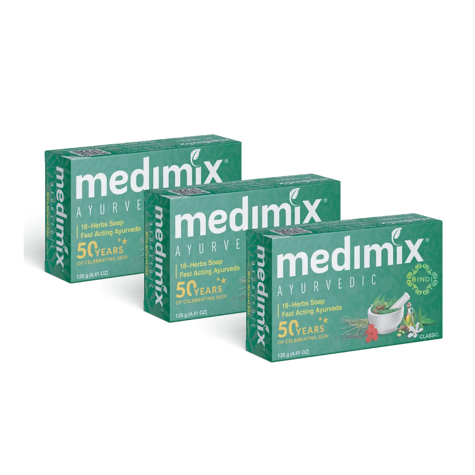 Set 3 Xà Phòng Medimix 18 Loại Thảo dược Ayurveda Tác Động Nhanh 125g Dưỡng Body Skincare
