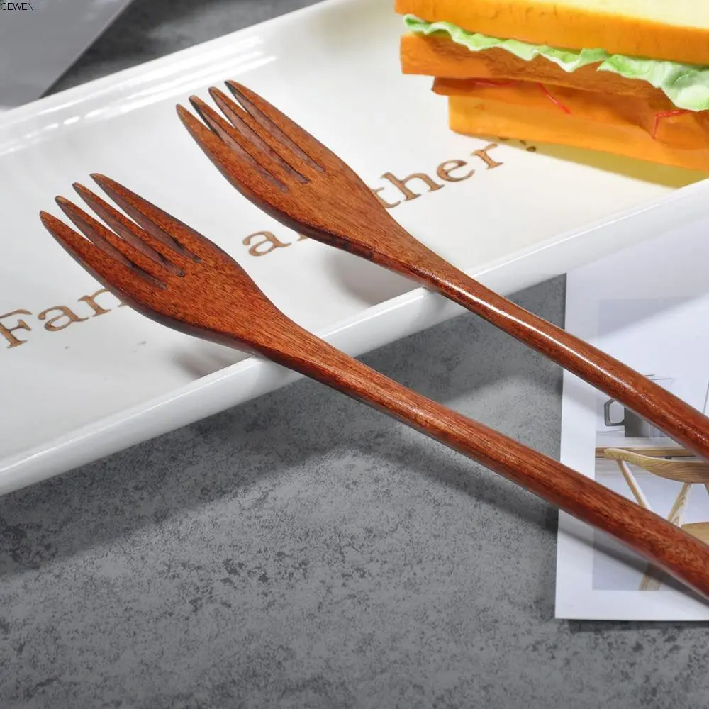 GEWENI Adult Kitchen Japanese Style Cooking Eco-friendly Wood Cutlery Dinnerware Tableware Wooden Forks