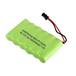 BATERAI CAS MOBIL REMOTE RC RANGKAI 6 (800X6) 4800MAh 7.2VOLT Ni-CD COLOK HITAM KABEL 2 ORI PABRIK