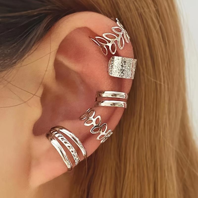 Simple And Stylish Set Of 5 Women's Ear Clips, C-shaped Non-piercing Ear Cuffs For Middle Eastern Market, Wholesale anxiety  rings anxiety  rings anxiety  rings bond  bracelets bond  bracelets ring  avulsion jewelry  men drop  earrings e  rings e  rings 1