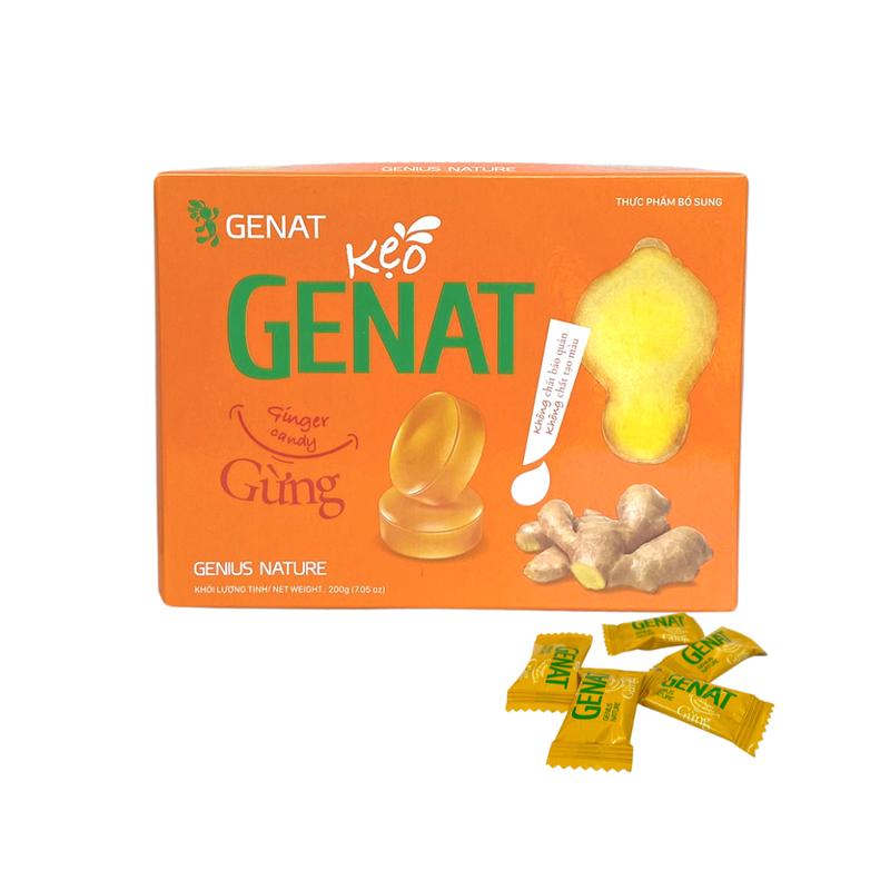 Combo 2 Hộp Kẹo Genat Gừng (Hộp 100 viên) - Genat Snack Ăn Vặt Food Candy kẹo trái cây kẹongậm 1