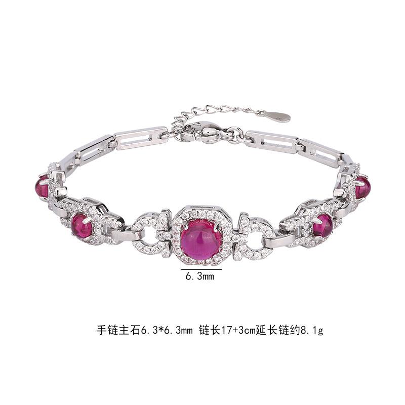 Product Introduction of Tourmaline Imitation Pigeon Blood Red Royal Blue Bracelet European and American Retro Colored Gems Hand Accessory Bracelet Bracelet Cross-Border Wholesale Women's 3
