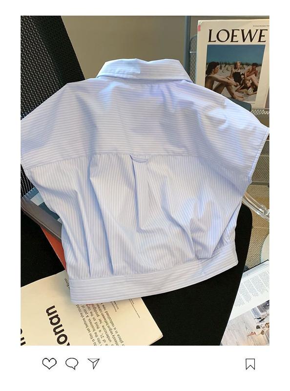 Product Introduction of Áo Sơ Mi Không Tay Cổ Polo Sọc, Thiết Kế Độc Đáo Dành Cho Nữ, Hàng Mới Về Mùa Hè, Áo Sơ Mi Thiết Kế Đẹp, Dễ Phối Đồ, Ngắn Và Nhỏ  Women Top 4