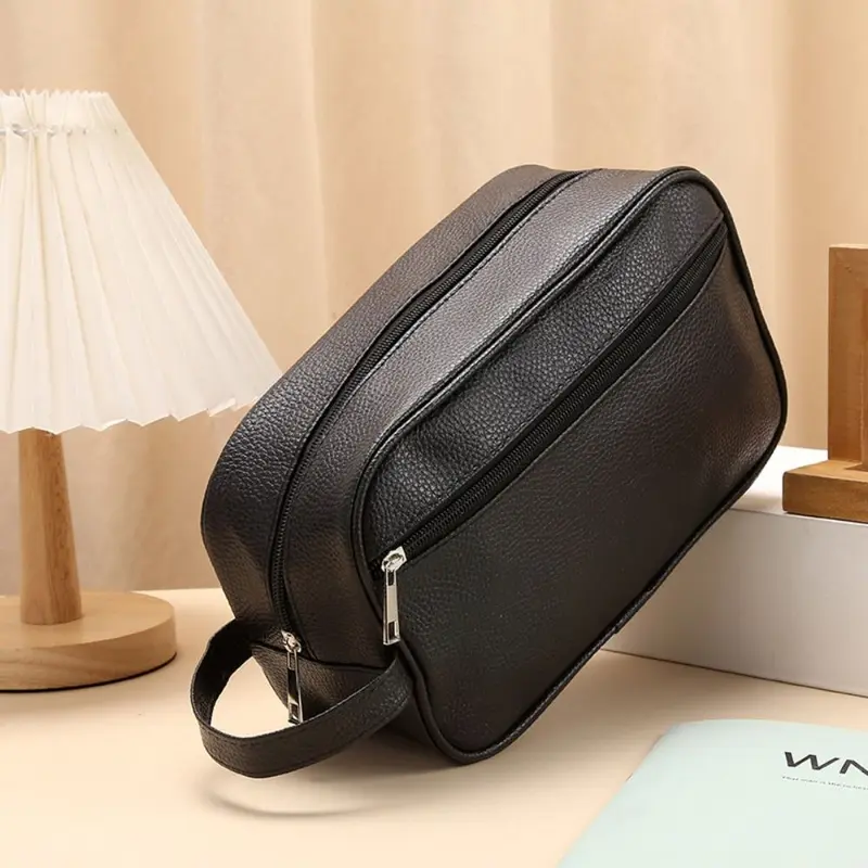 Túi Đựng Mỹ Phẩm Nam, Chất Liệu Da PU, Cầm Tay, Sắp Xếp Mỹ Phẩm, Túi Trang Điểm Có Khóa Kéo Du Lịch, Túi Đựng Đồ, Dung Tích Lớn, Túi Đựng Đồ Vệ Sinh Cá Nhân 0