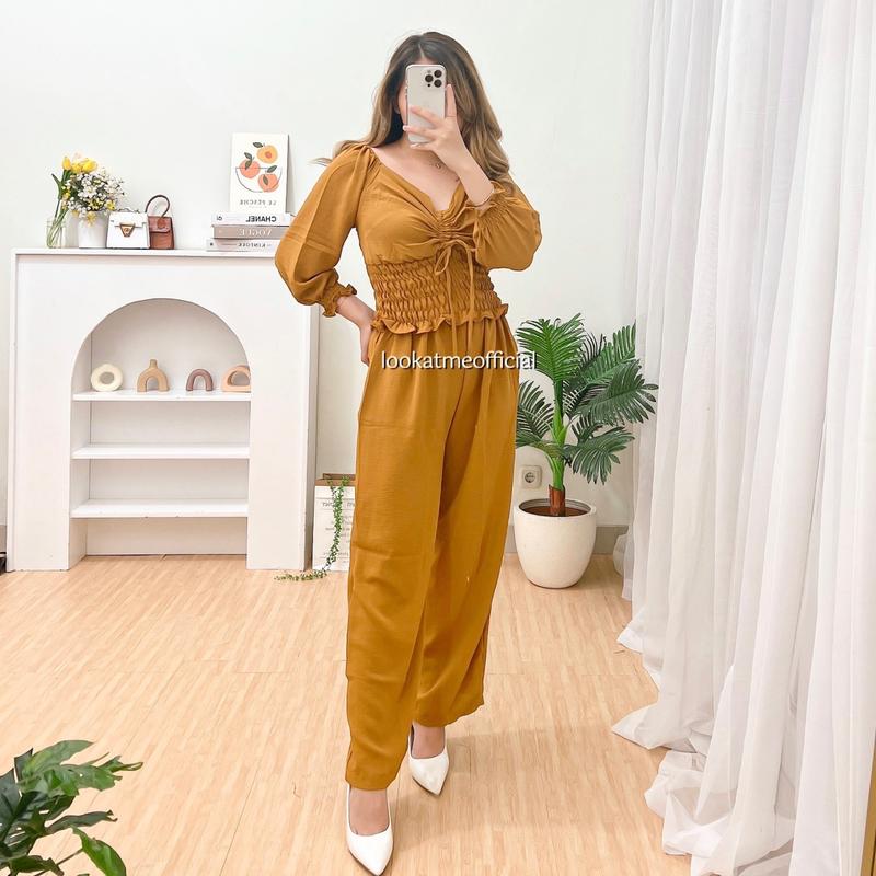 lookatmeofficual - Giselle Set 2in1 Bahan Crinkle Premium 6793 Baju Celana 5
