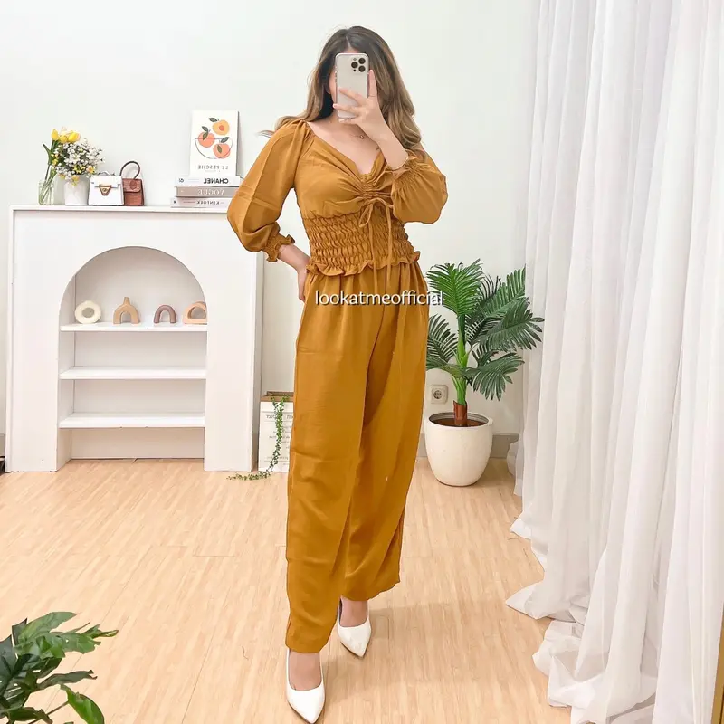 lookatmeofficual - Giselle Set 2in1 Bahan Crinkle Premium 6793 Baju Celana 5