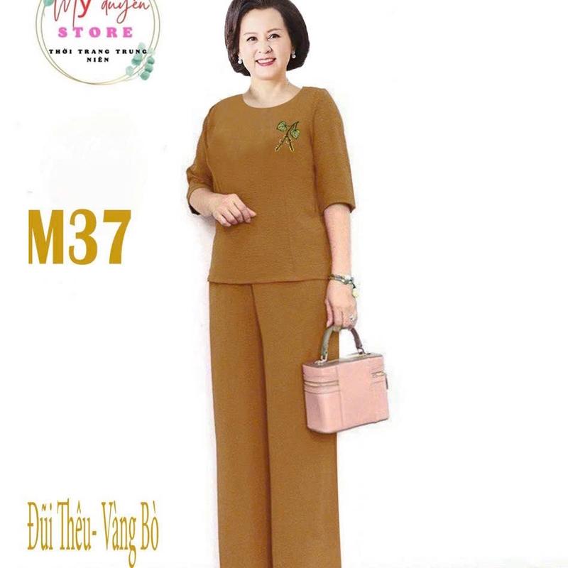 ( tay lửng ) Đồ bộ trung niên thêu hoa.vải đũi lụa cao cấp- có giãn nhẹ mềm mại Nữ Hoa thêu đẹp nhẹ nhàng