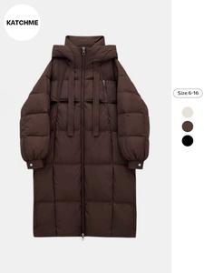 Women's Solid Color Drawstring Zip Up Hooded Quilted Puffer Coat, Casual Long Sleeve Hooded Outerwear for Fall & Winter, Women's Clothing for Daily Wear, Winter Coats